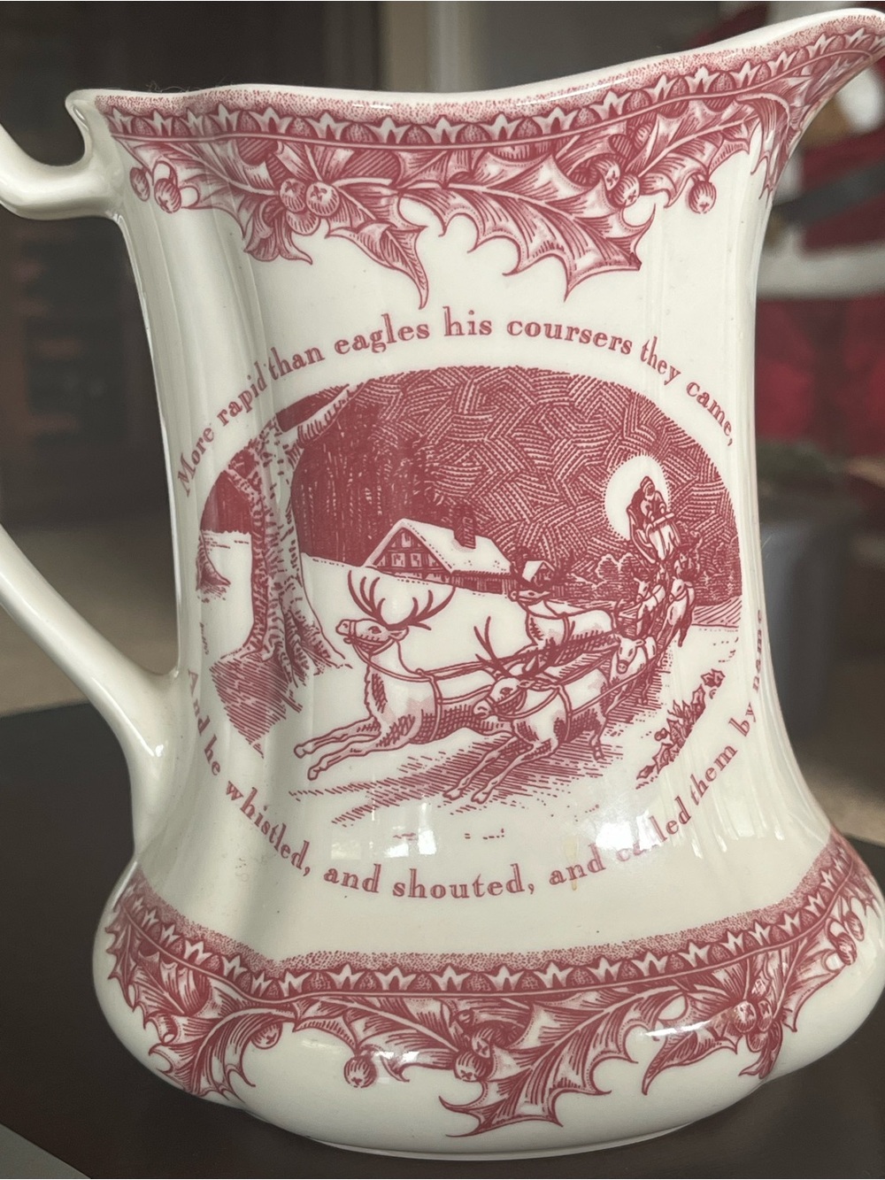 Johnson Brothers White and Red 'Twas The Night' Holiday Pitcher